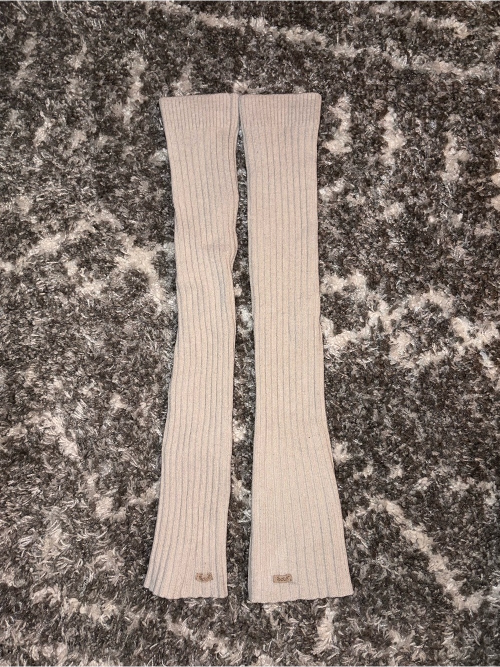 Free People Ribbed Beige Leg Warmers